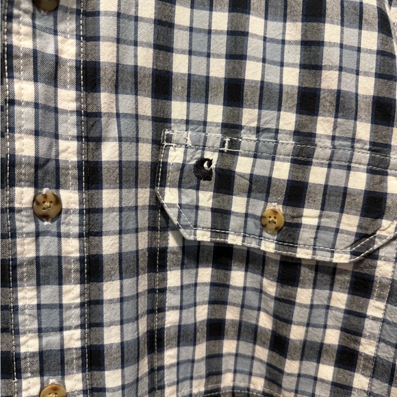 Carhartt Men's Cobalt Blue Plaid Button Down Shirt - Picture 4 of 8